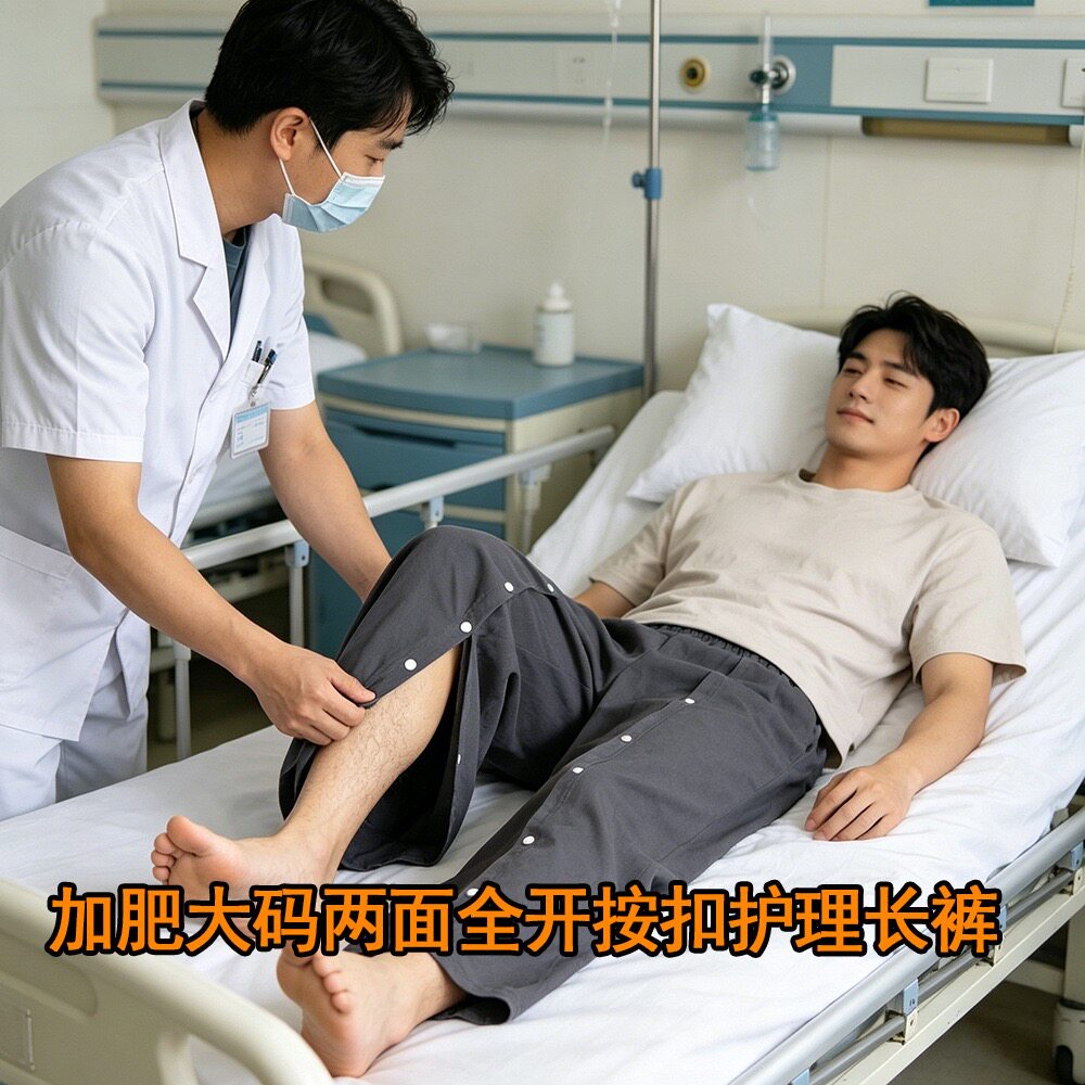 薄款加肥护理裤男瘫痪卧床骨折术后病号服易穿脱侧开裤老年人专用