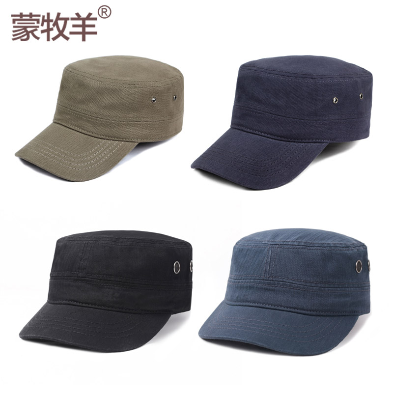 男士休闲平顶帽遮阳帽中年百搭春夏天鸭舌帽中老年帽子男户外透气