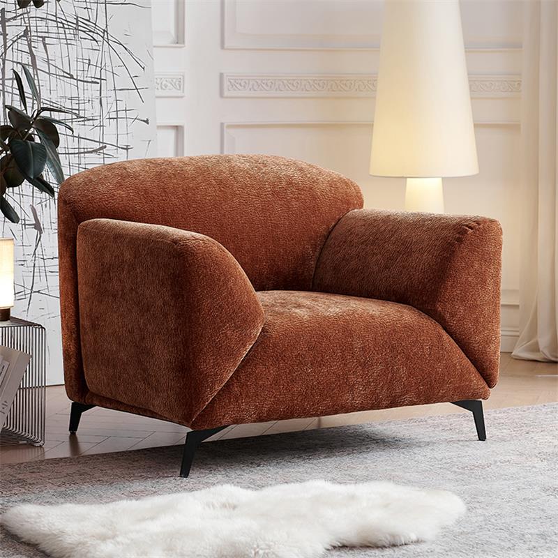 宜沃中覆古雪尼尔绒飞翼可翻转扶手布艺沙发休闲单人椅小户型客厅