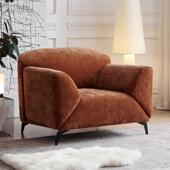 宜沃中覆古雪尼尔绒飞翼可翻转扶手布艺沙发休闲单人椅小户型客厅