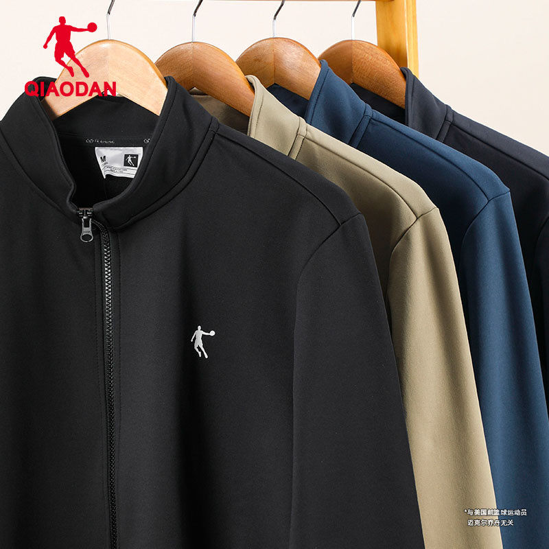 乔丹外套男装2026冬季新款开衫立领夹克加绒卫衣加厚保暖运动上衣