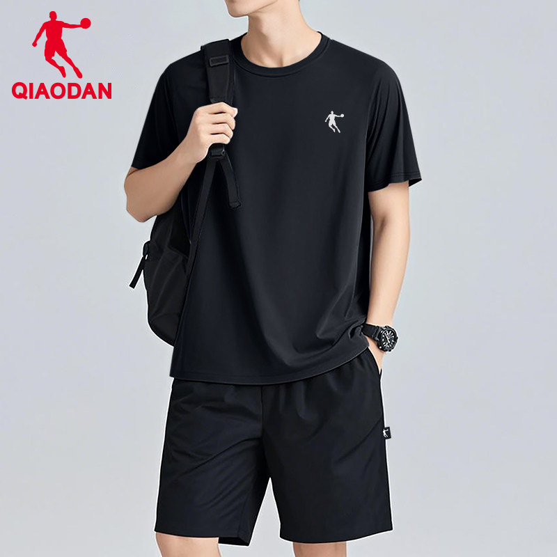 乔丹运动套装男士夏季冰丝速干衣休闲短袖t恤短裤跑步健身运动服