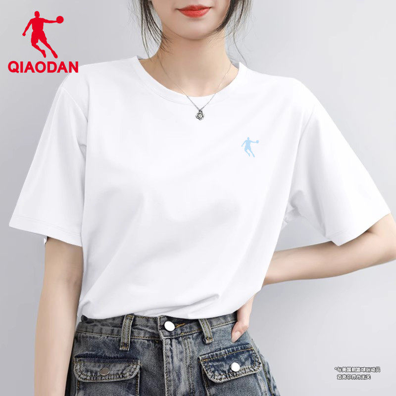 乔丹短袖T恤女2025夏季新款冰丝半袖潮宽松透气白色速干运动上衣