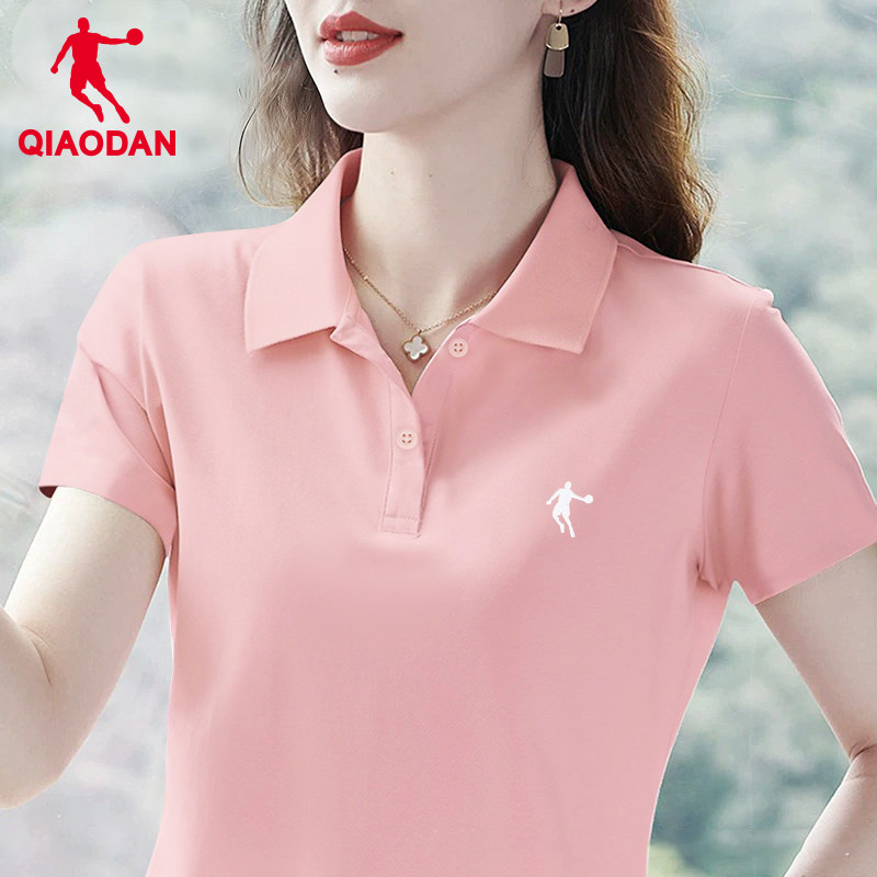 乔丹短袖T恤女士夏季棉感体恤半袖休闲运动服健身上衣翻领POLO衫