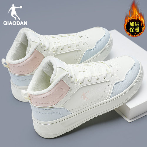 乔丹板鞋女高帮加绒运动鞋小白鞋