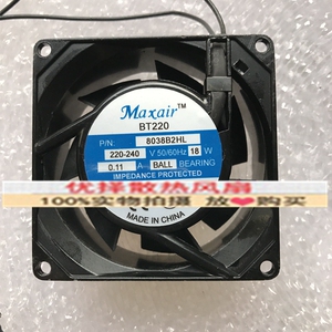 全新Maxair BT220 8038B2H/HL 220V 0.11A 18W 8038 机柜散热风扇