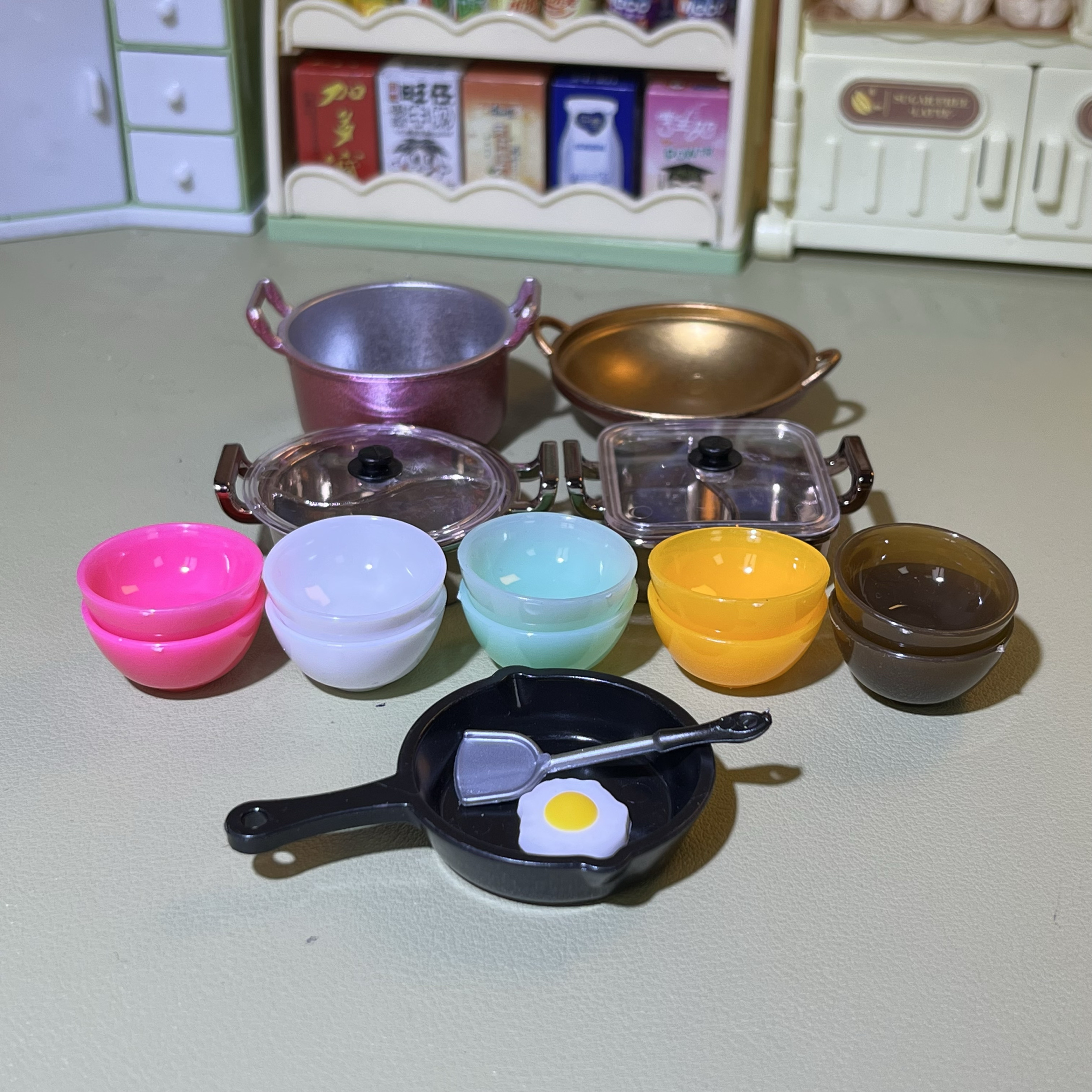 【厨具套装】迷你厨房仿真厨具微缩娃娃屋配饰摆件过家家玩具锅碗