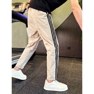 速干休闲裤 薄款 男潮流美式 条纹男士 子 2025新款 宽松直筒沙滩裤 夏季