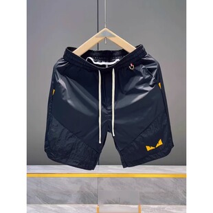 男士 透气速干直筒短裤 时尚 简约五分裤 夏季 子松紧腰休闲沙滩裤 薄款