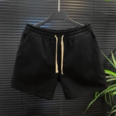 潮牌居家休闲34分短裤 松紧腰薄款 男士 夏季 宽松三分四分沙滩大裤 衩