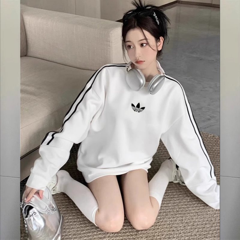 三折专区丨奥莱精选丨春秋圆领卫衣女运动休闲宽松加绒情侣打底衫