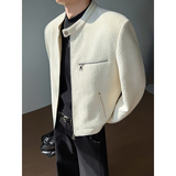 模特图~2026春季垫肩小香风双开拉链立领夹克外套YJ6004/P115，男装夹克，电商B331