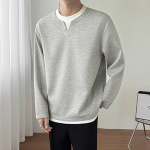 模特图~春季假两件重磅果冻棉长袖卫衣W6601/P58,2019秋冬流行服饰搭配图片