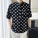 轻熟风~2025夏季海浪条波点水印中袖衬衫Q1077/P45，商品下架区，电商B331