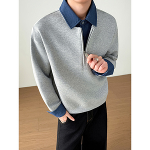 模特图~抖音重磅假两件春季卫衣 YJ6005/P88，男装卫衣，电商B331