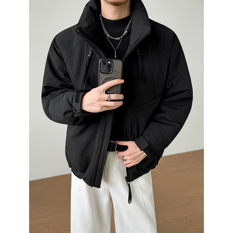 模特图~新标90白鸭绒日系多口袋立领羽绒服外套E102/P268,男装羽绒服,电商B331