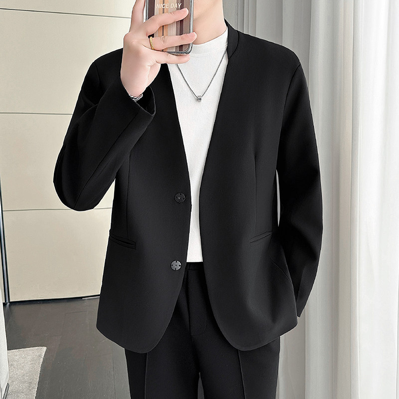 模特图~秋季无领后背刺绣休闲西装外套K999/P105,男装西服,电商B331