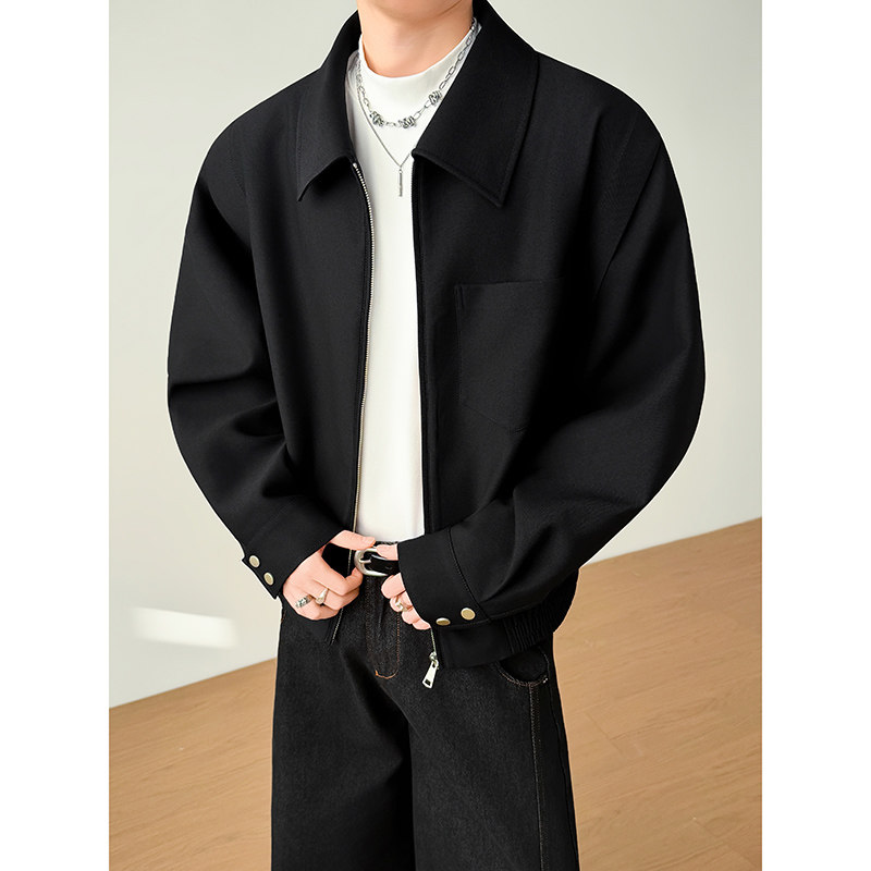 模特图~2026春季仿牛仔垫肩活页设计阔版夹克外套YJ6020/P115，男装夹克，电商B331