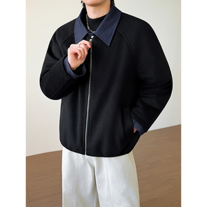 模特图~新标90白鸭绒冬季美式假两件毛呢羽绒服 E122/P228图片