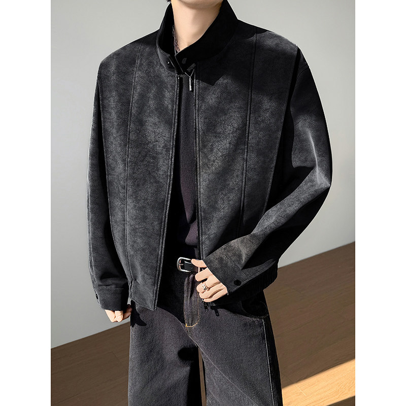 模特图~2026春季薄款扎染软皮红内里夹克外套YJ6015/P108，男装夹克，电商B331