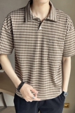 店主风~夏季新款千鸟格重磅中袖T恤衫V6013/P50，男装T恤，电商B331