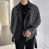 模特图~秋季小香风拼接机车服夹克外套K530/P125，男装夹克，电商B331