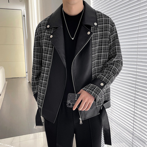 模特图~秋季小香风拼接机车服夹克外套 K530/P125图片