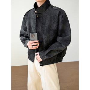 模特图~2026春季薄款机车皮夹克外套 YJ6010/P108，男装夹克，电商B331