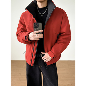 模特图~新标90白鸭绒冬季冲锋衣立领拼色羽绒服 E100/P268图片