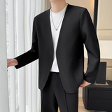 模特图~秋季无领薄款长袖西装外套K715/P105，男装西服套装，电商B331