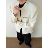 模特图~2026春季垫肩小香风双开拉链立领夹克外套YJ6004/P115，男装夹克，电商B331