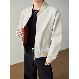 模特图~春季阔版简约棒球服夹克外套 YJ6018/P98图片