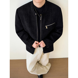 模特图~2026春季垫肩小香风双开拉链立领夹克外套YJ6004/P115，男装夹克，电商B331