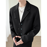 模特图~2026春季绿松石扣设计垫肩休闲夹克外套K8818/P98，男装夹克，电商B331