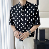 轻熟风~2025夏季海浪条波点水印中袖衬衫Q1077/P45，商品下架区，电商B331