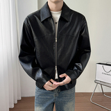模特图~2026春季品质亮面提花皮衣夹克外套K8802/P118，男装夹克，电商B331