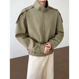 模特图~春季双头拉链设计阔版简约肩宽外套YJ6024/P98，女装短外套，电商B331