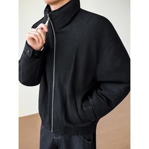 模特图~新标90白鸭绒美式PU皮立领羽绒服外套  E127/P268图片