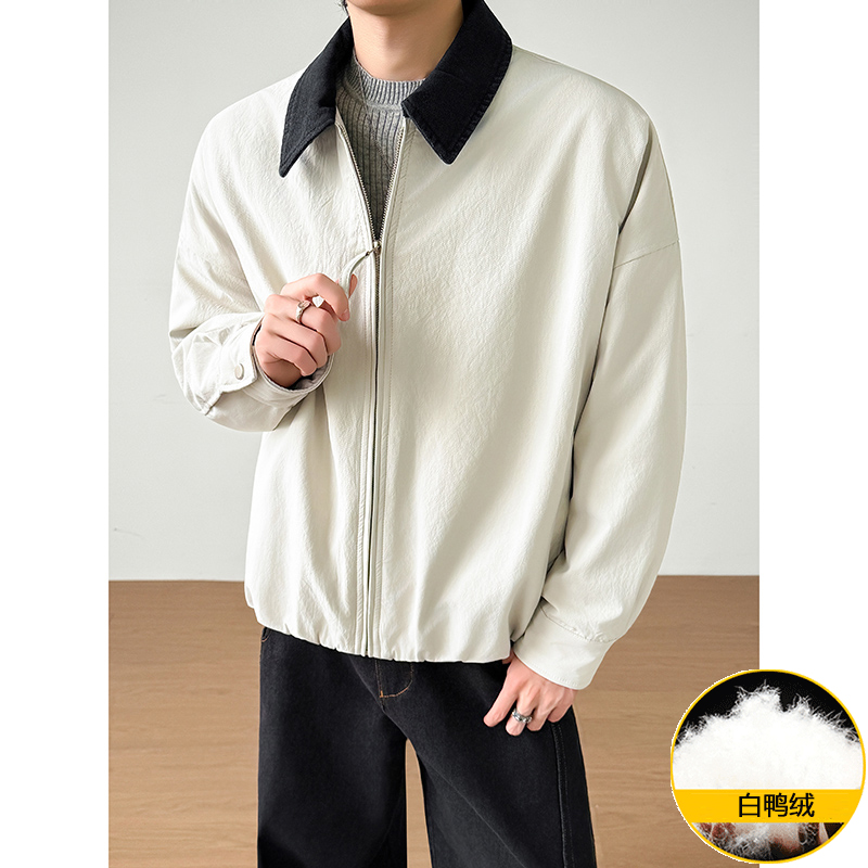 模特图~新标90白鸭绒冬季美式休闲拼色羽绒服外套E105/P208，男装羽绒服，电商B331