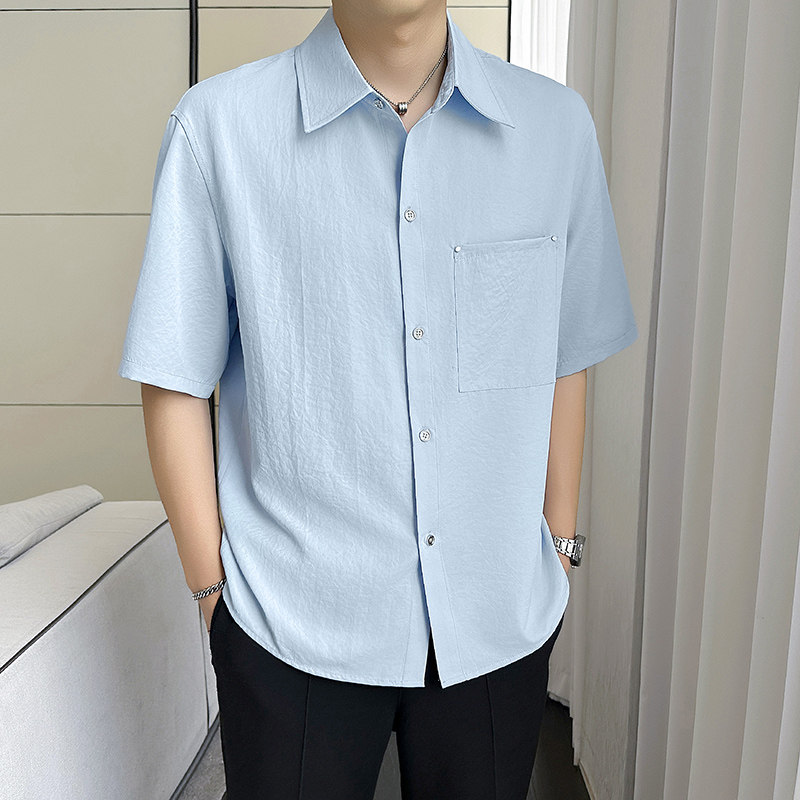 轻熟风~七色可选~2025夏季新款冰丝做旧中袖衬衫Q1075/P38，商品下架区商品下架区，电商B331