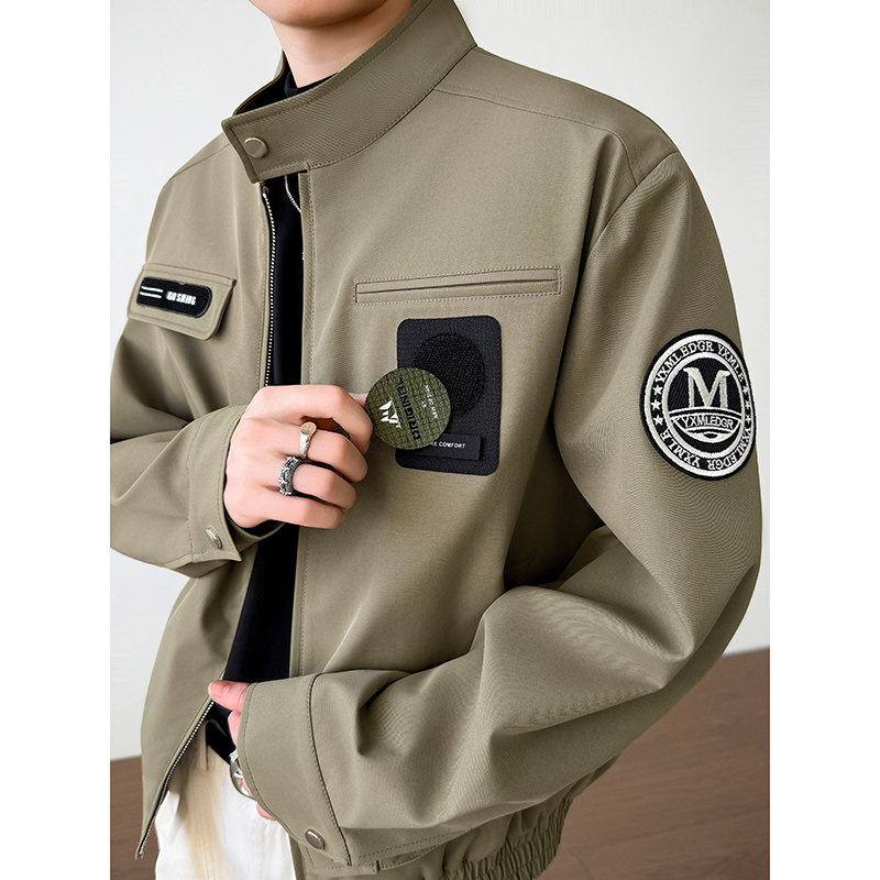 模特图~春季垫肩机车夹克外套YJ6017/P108，男装夹克，电商B331