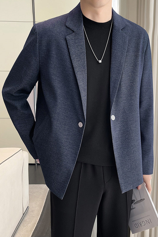 模特图~秋季新款牛仔磁吸扣设计西装外套K531/P88,男装西服,电商B331