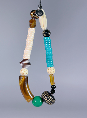 复古串珠手机链钥匙扣挂件多彩珠子挂饰手机挂件古风配饰民族风