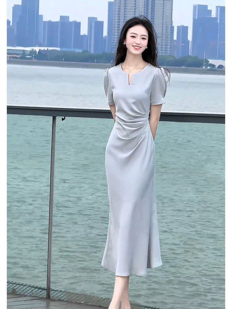 2025夏季新款法式气质名媛高端女神范高级感端庄正式场合连衣裙