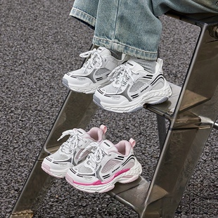 儿童老爹鞋网面轻便女童网鞋透气软底跑步鞋男童运动鞋夏薄款防滑