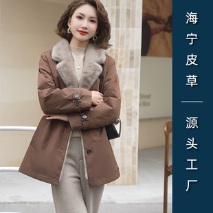 水貂毛内胆派克服大衣女短款一手长小个子2025皮草外套可拆卸加厚