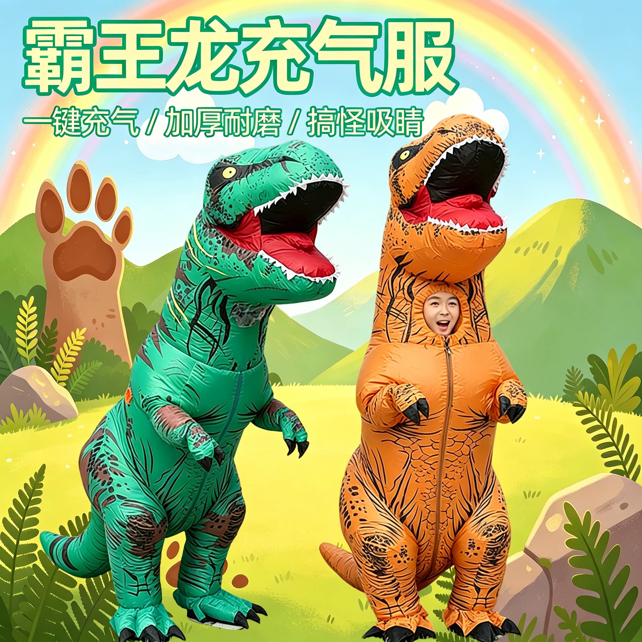 派对炸场神器霸王龙充气服绝了