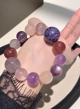 【紫色梦语】原创天然薰衣草紫水晶手串手链女款百搭紫锂云母