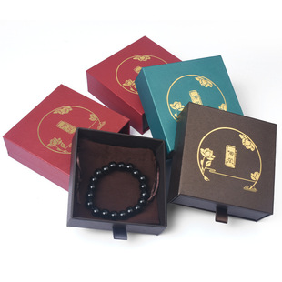 传承抽屉丝带款复古珠宝首饰红色手镯文玩手串手饰包装饰品收纳盒