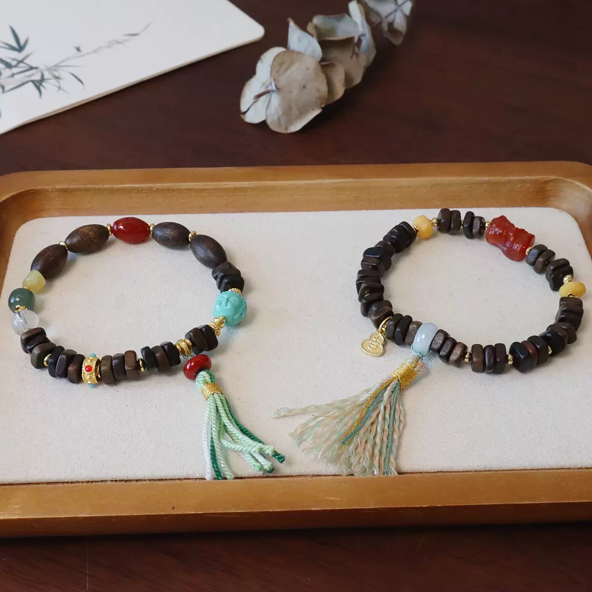 沉香木随型佛珠手链民族风饰品